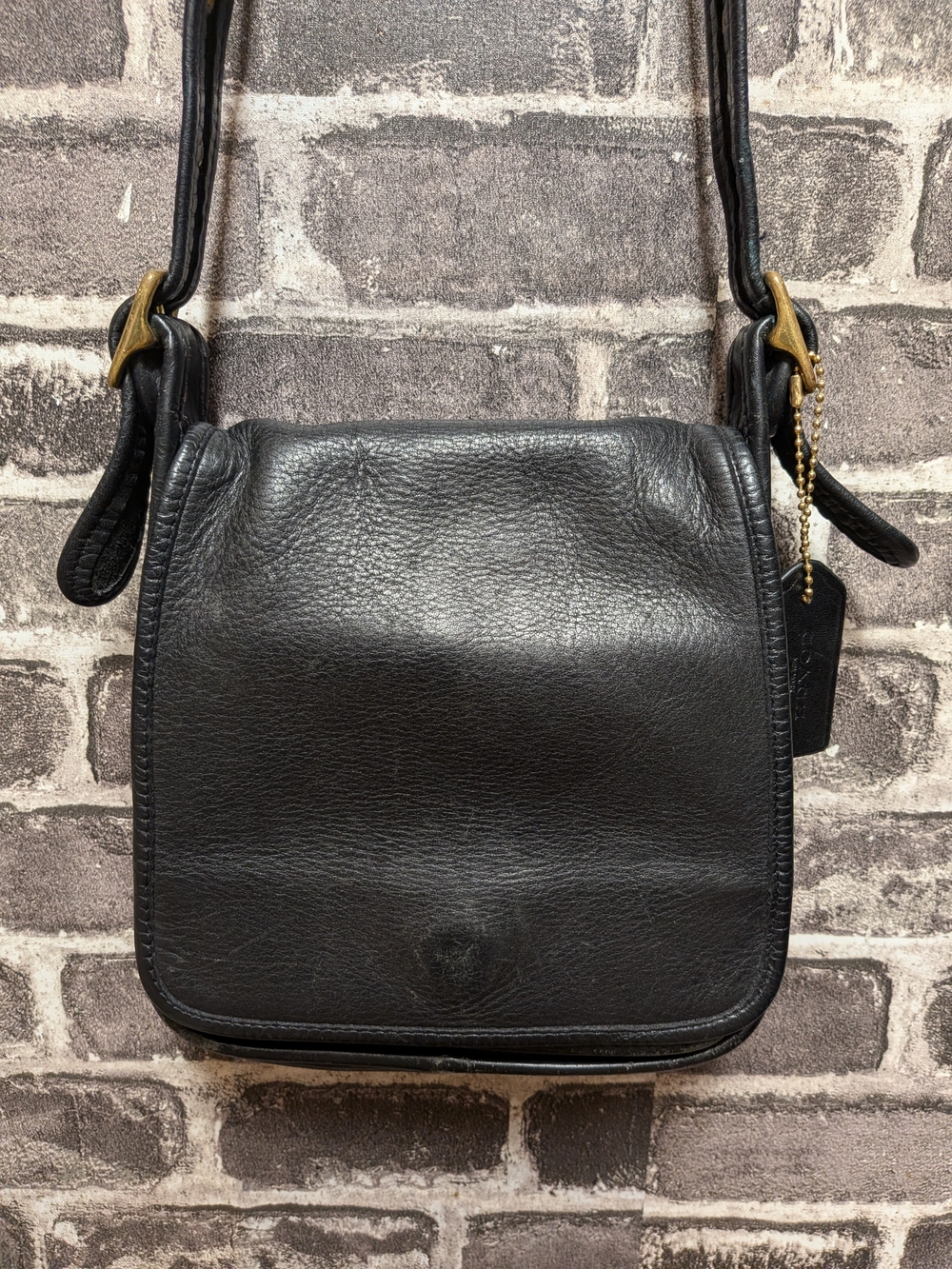 COACH 9145 Vintage Black Luxury Leather Flap Crossbody Shoulder Bag